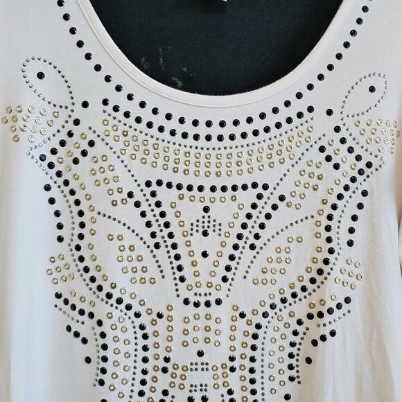 Cache' T-Shirt Sequins and Studs Cap Sleeves Sz M - Picture 4 of 13